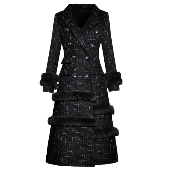 Gorgeous Fur Trim Tweed Long Jacket The Iphigenyah - Picture 7 of 14